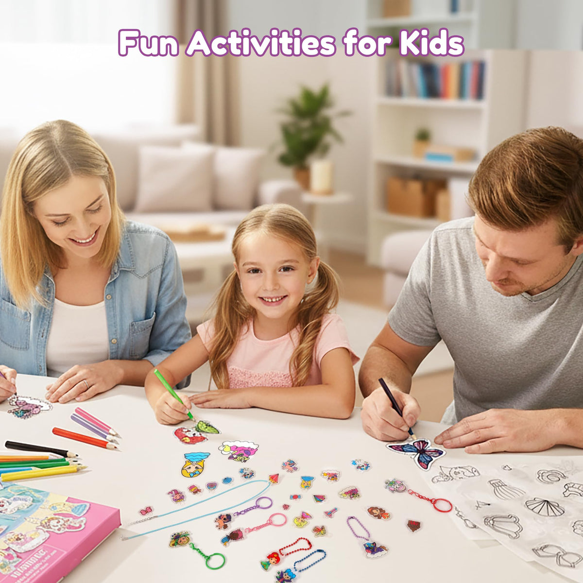 Auihiay DIY Shrinking Art Kit for Kids - 48 Pre-Cut Charms, Unicorn & Princess Shapes
