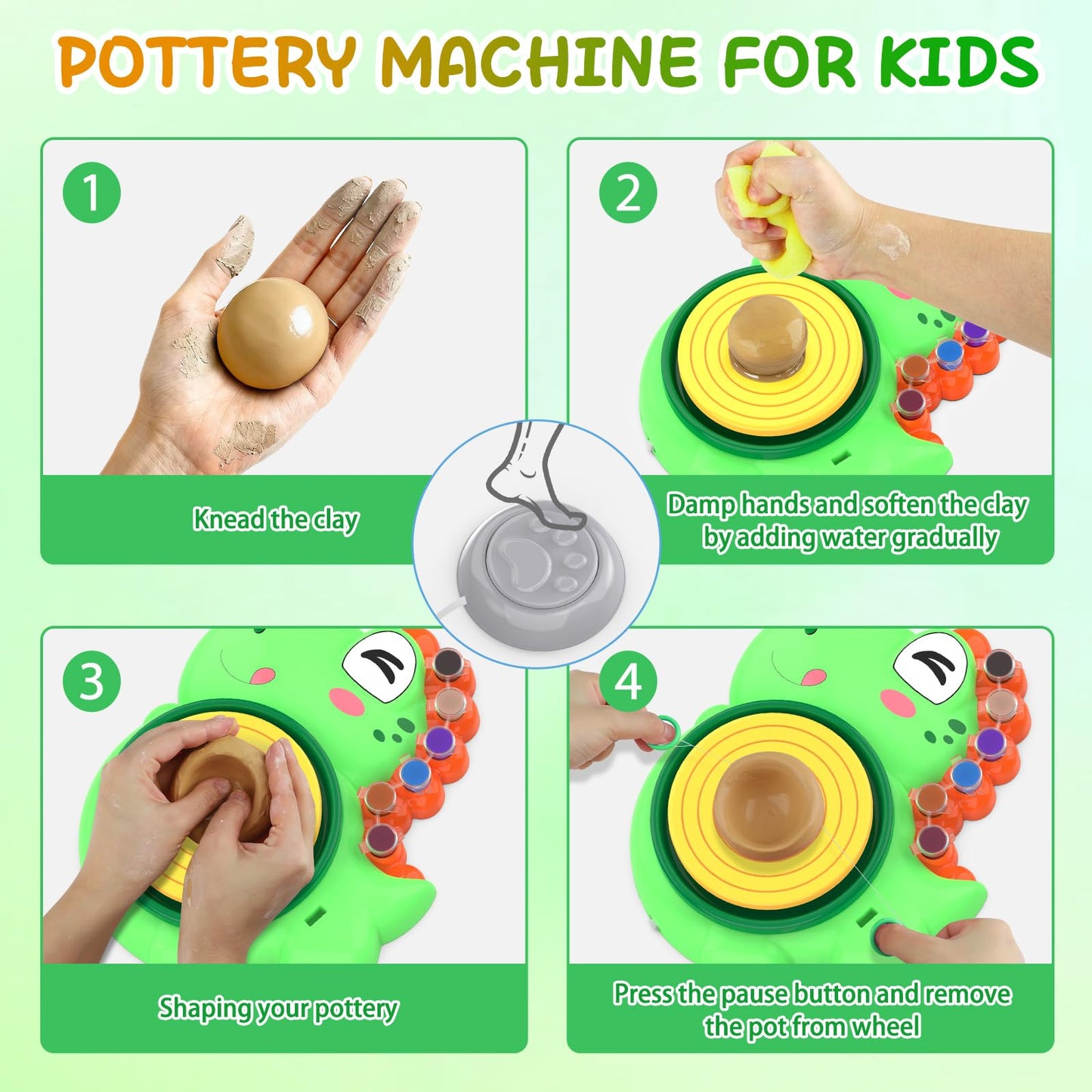 Aujazyble Pottery Wheel for Kids – Complete Craft Kit (Ages 6-12)