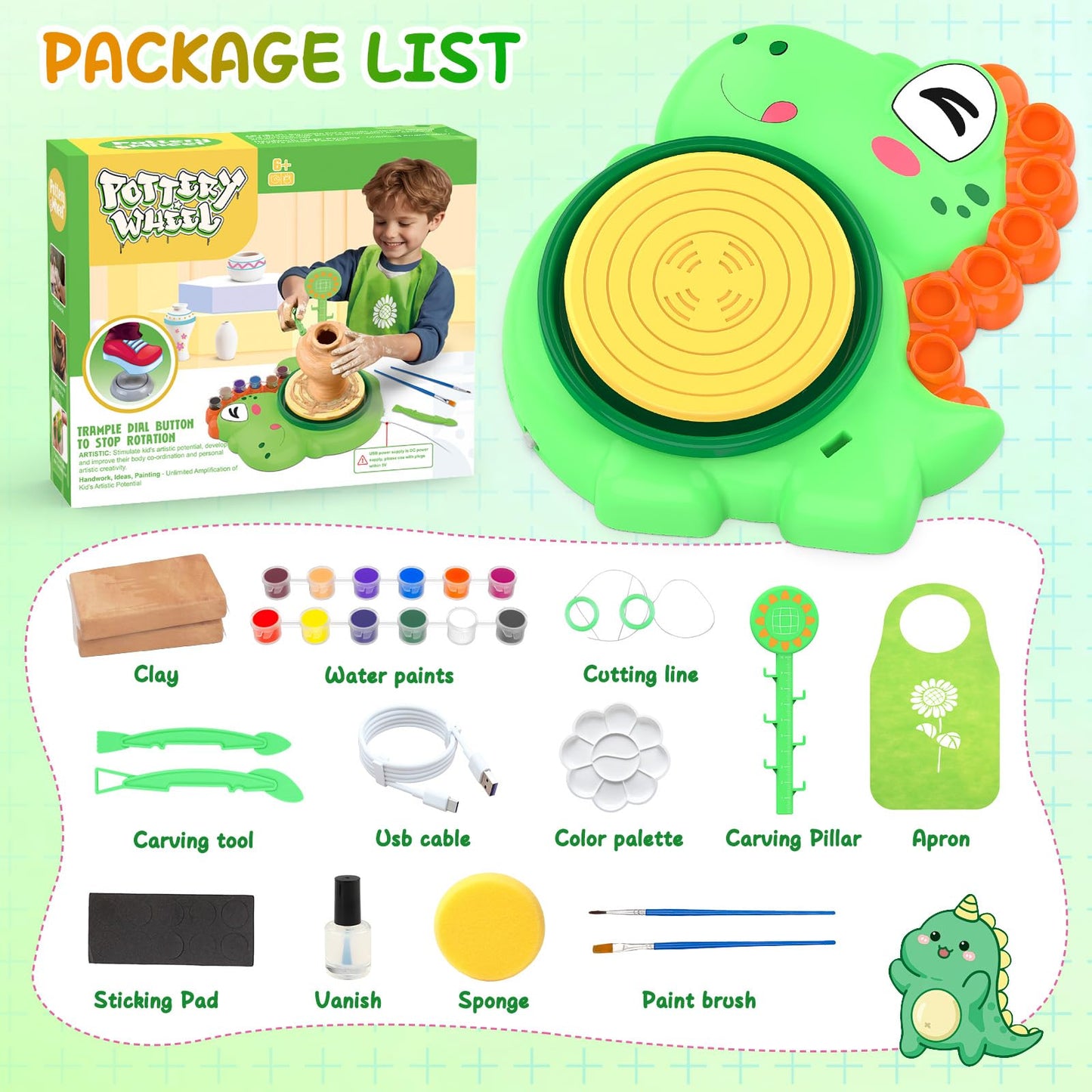 Aujazyble Pottery Wheel for Kids – Complete Craft Kit (Ages 6-12)