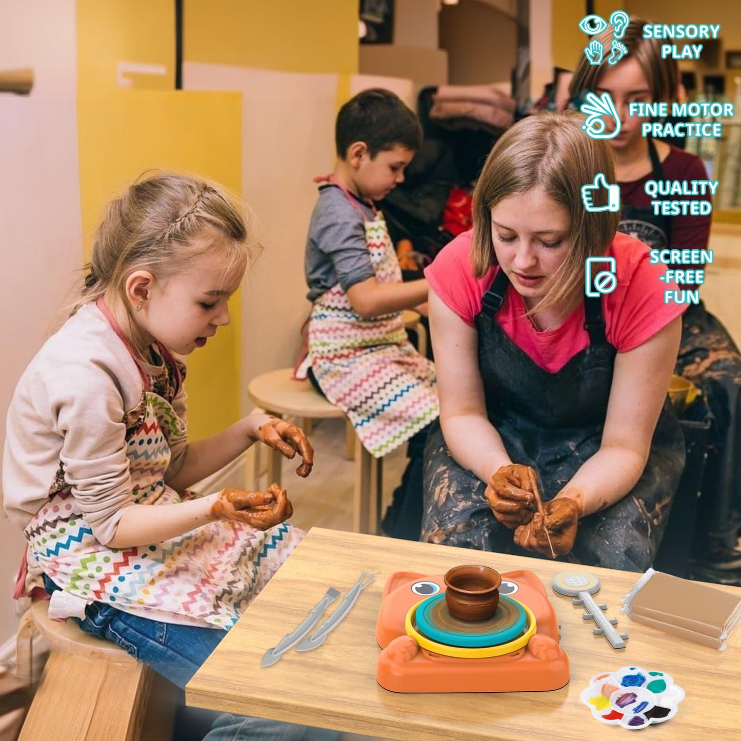 Aujazyble Pottery Wheel for Kids – Complete Painting Kit for Ages 6-12 (Dog Theme)
