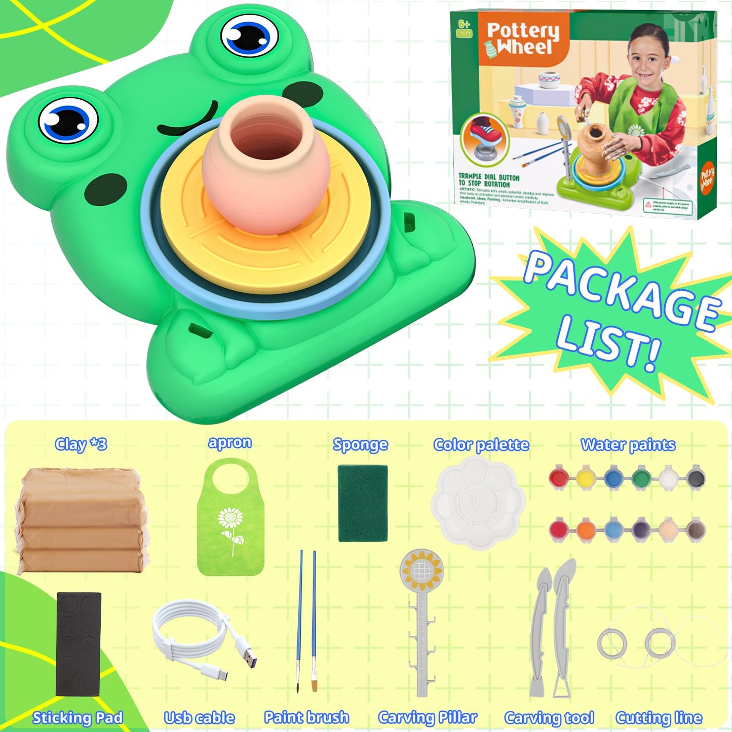 Aujazyble Pottery Wheel Kit for Kids – Complete Clay Art Set for Ages 8-12