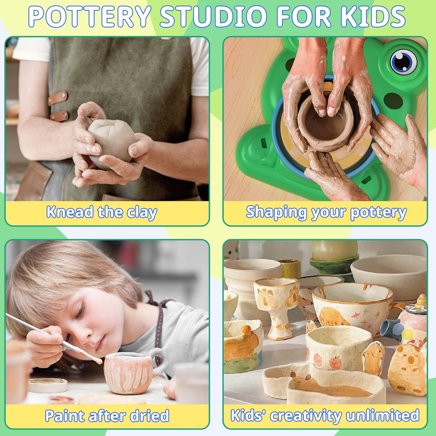 Aujazyble Pottery Wheel Kit for Kids – Complete Clay Art Set for Ages 8-12