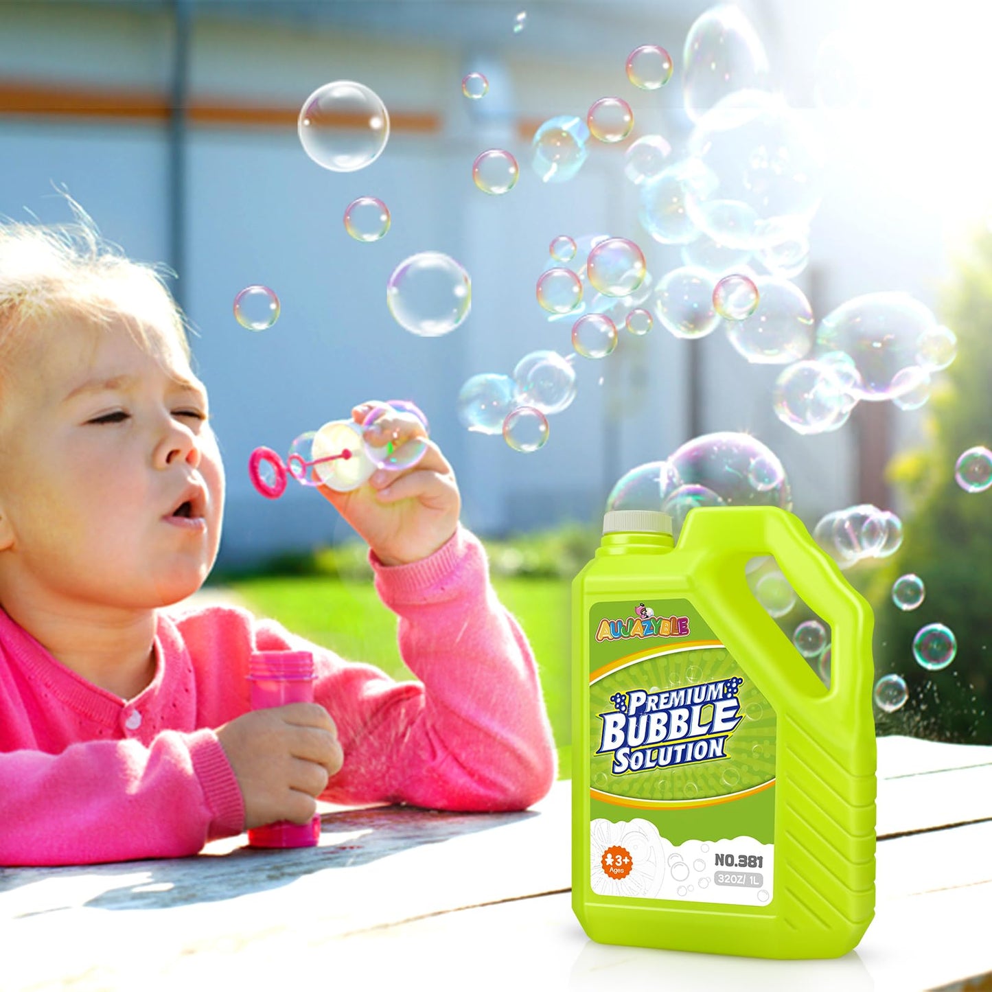 Aujazyble Bubble Solution Refills 32oz | Giant Bubbles Refill for Machines, Guns, Wands & Mowers