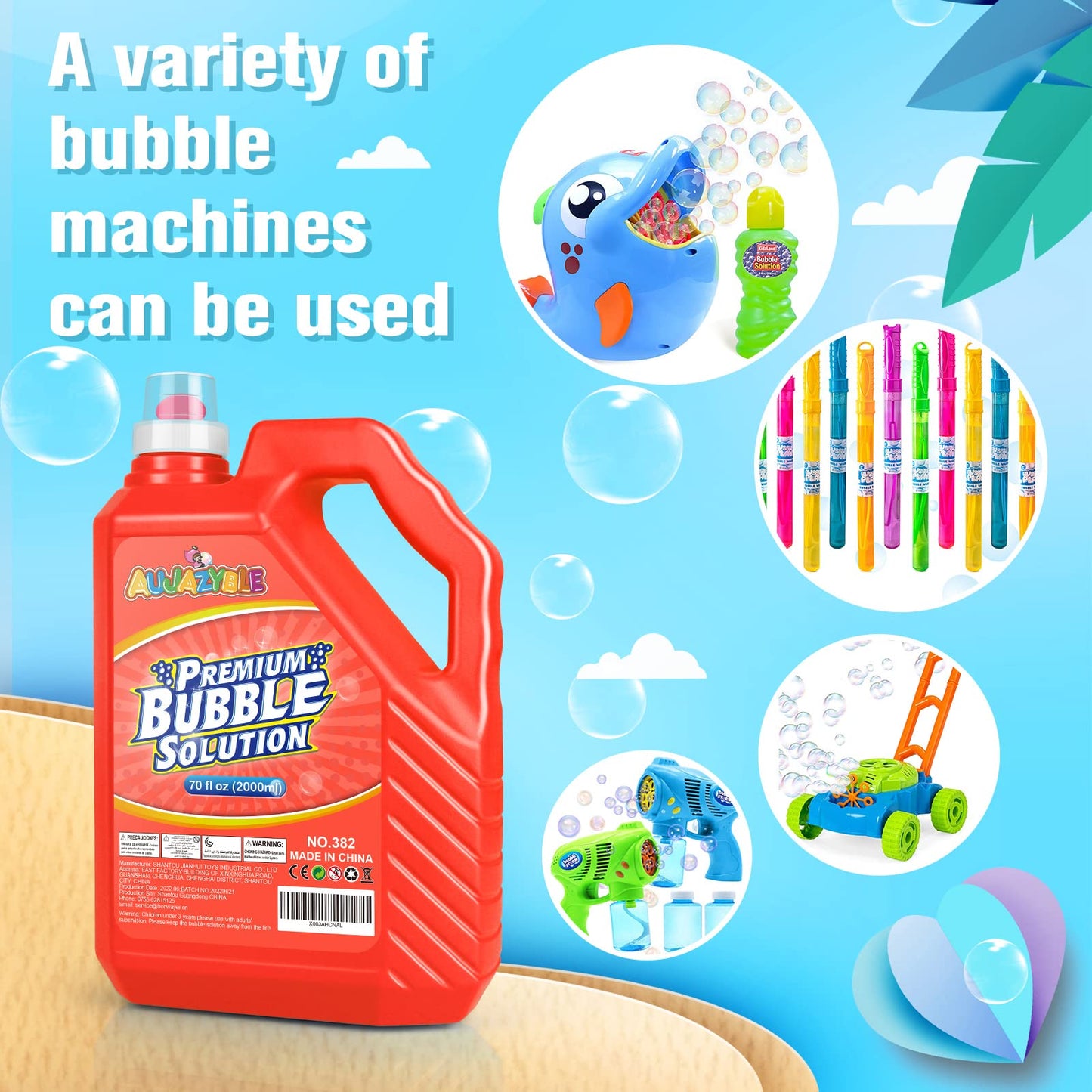 Aujazyble 70 oz Bubble Refill – Premium Premixed Solution for Machines and Wands