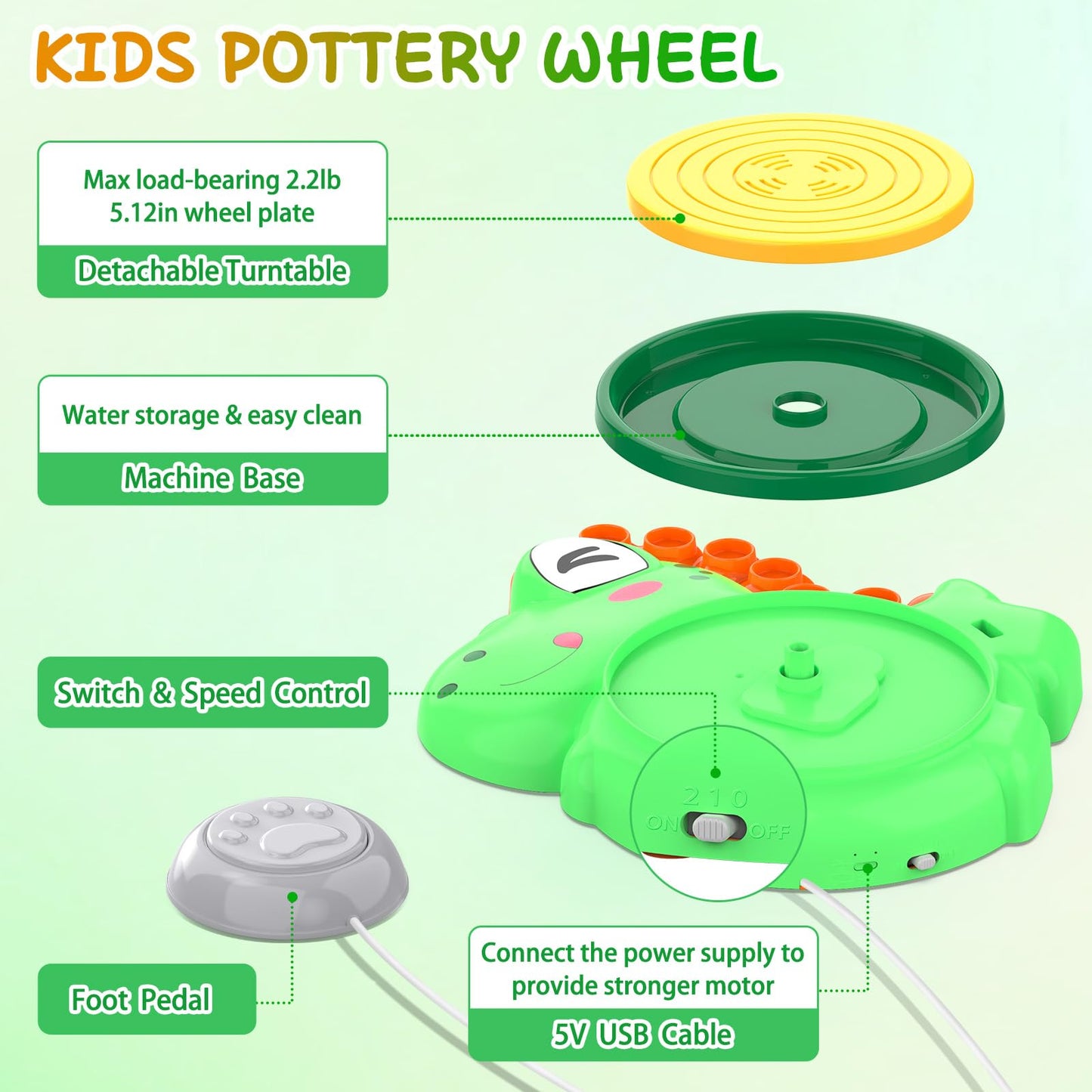 Aujazyble Pottery Wheel for Kids – Complete Craft Kit (Ages 6-12)