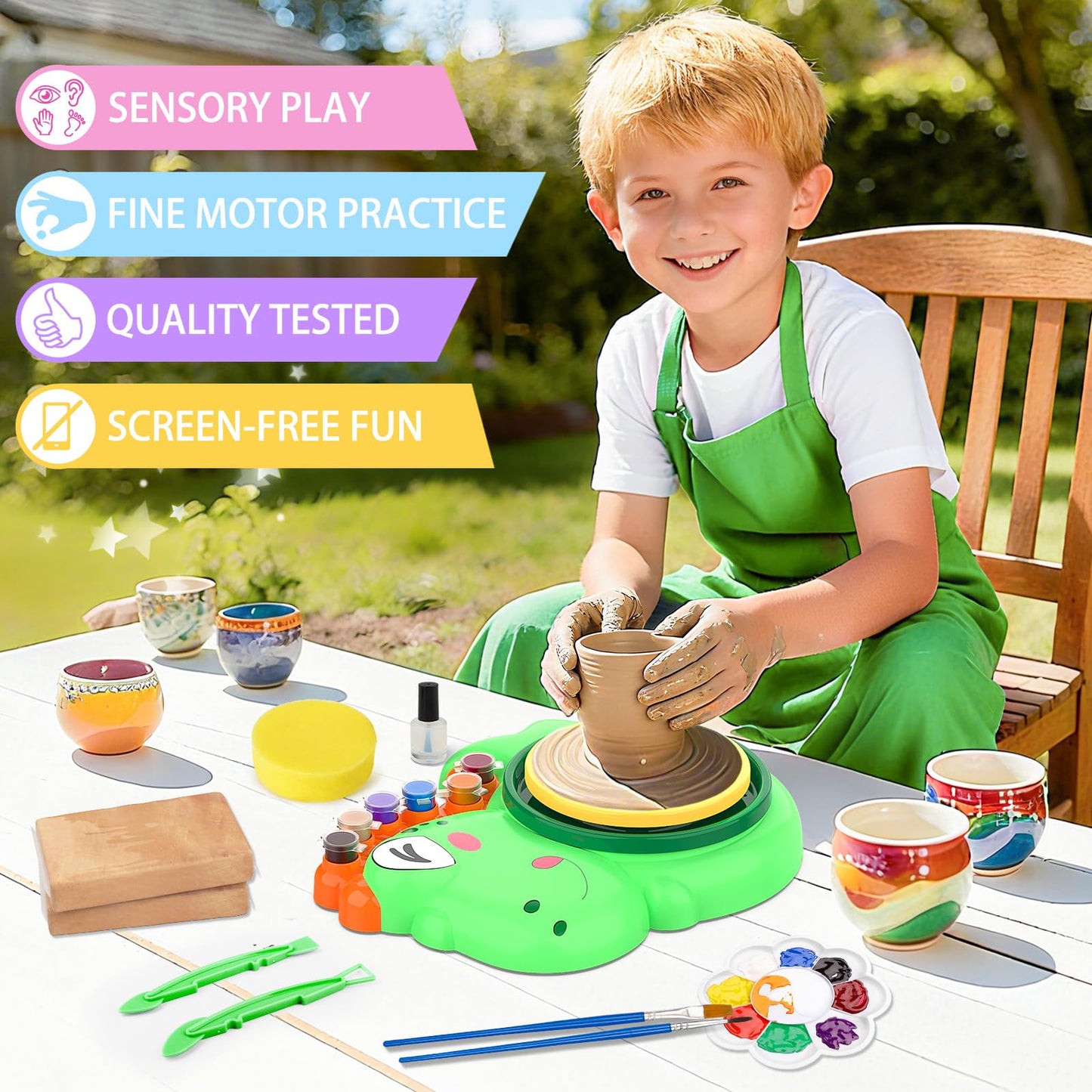 Aujazyble Pottery Wheel for Kids – Complete Craft Kit (Ages 6-12)