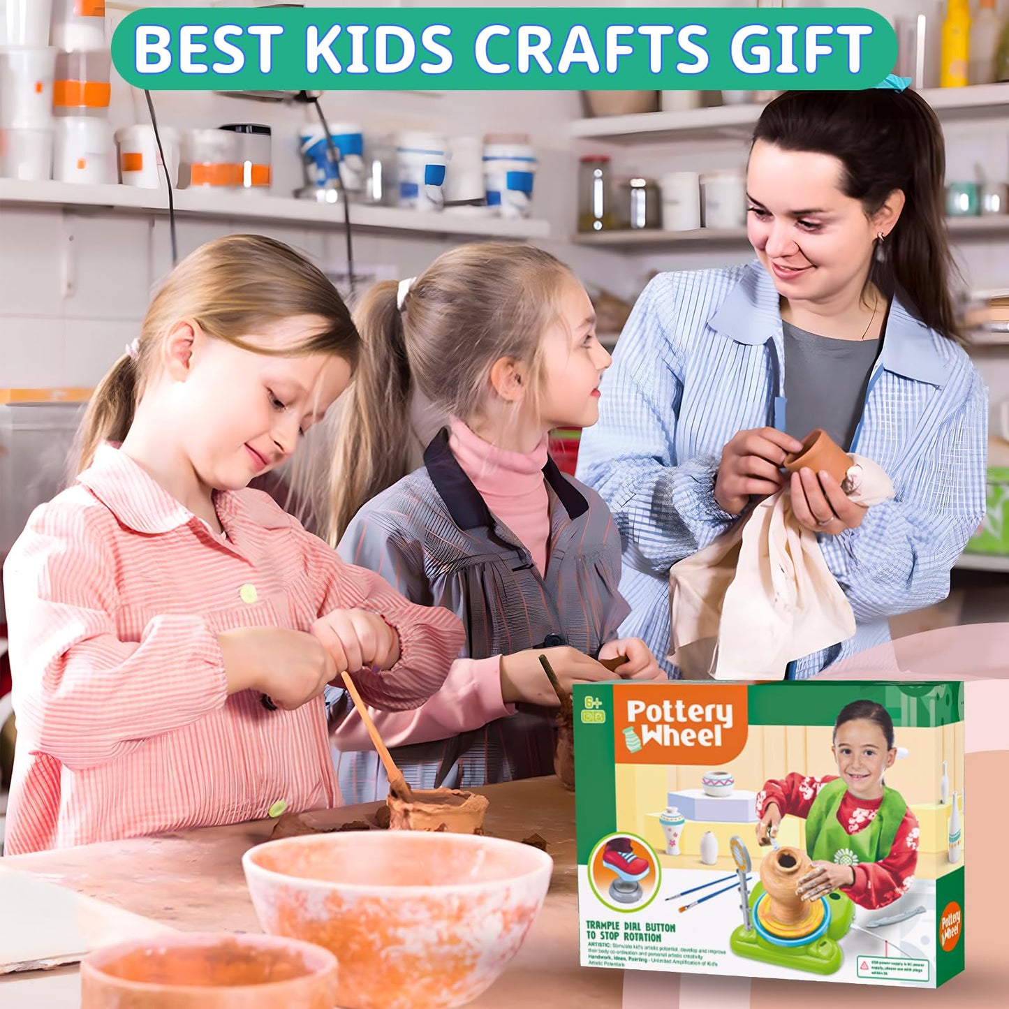 Aujazyble Pottery Wheel Kit for Kids – Complete Clay Art Set for Ages 8-12