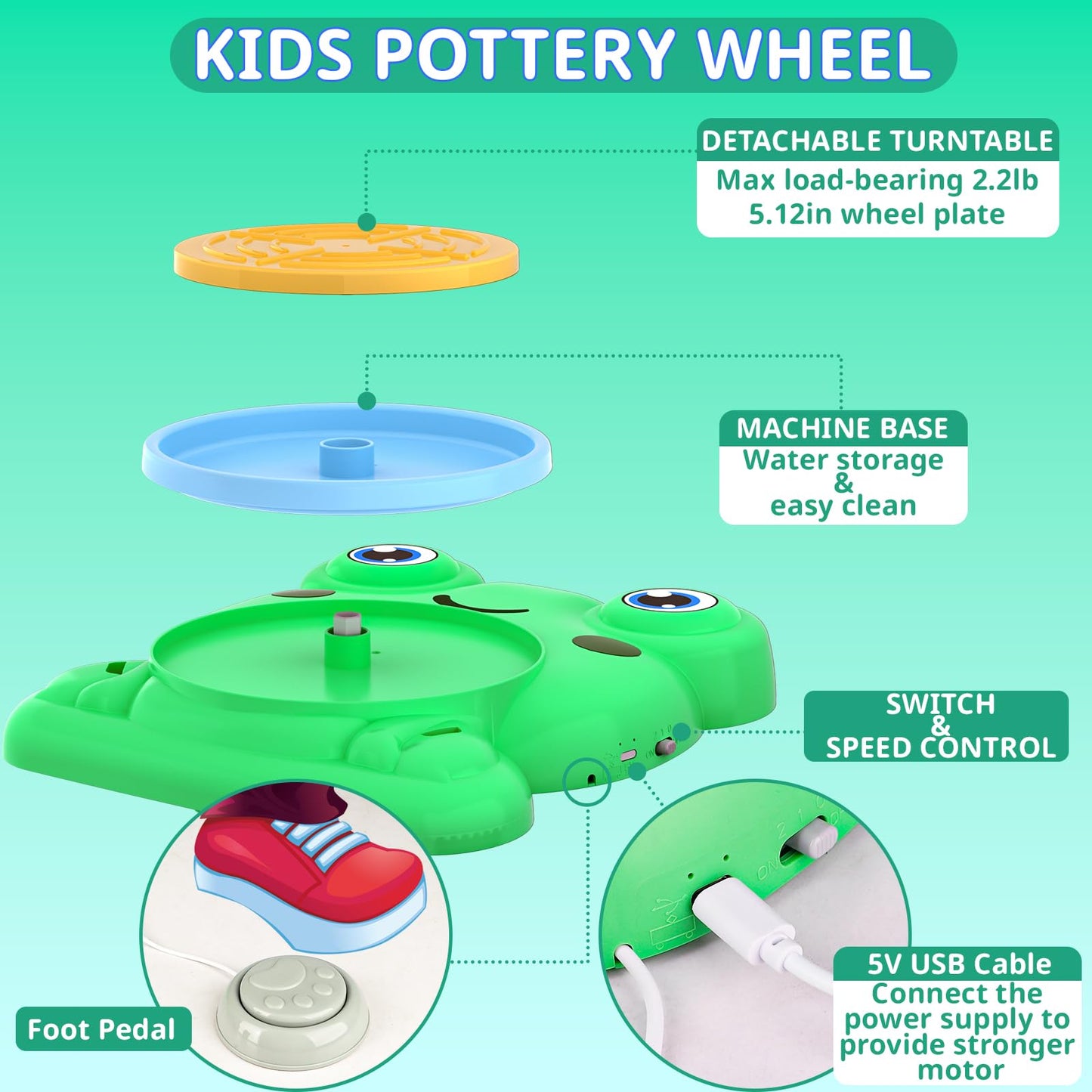 Aujazyble Pottery Wheel Kit for Kids – Complete Clay Art Set for Ages 8-12