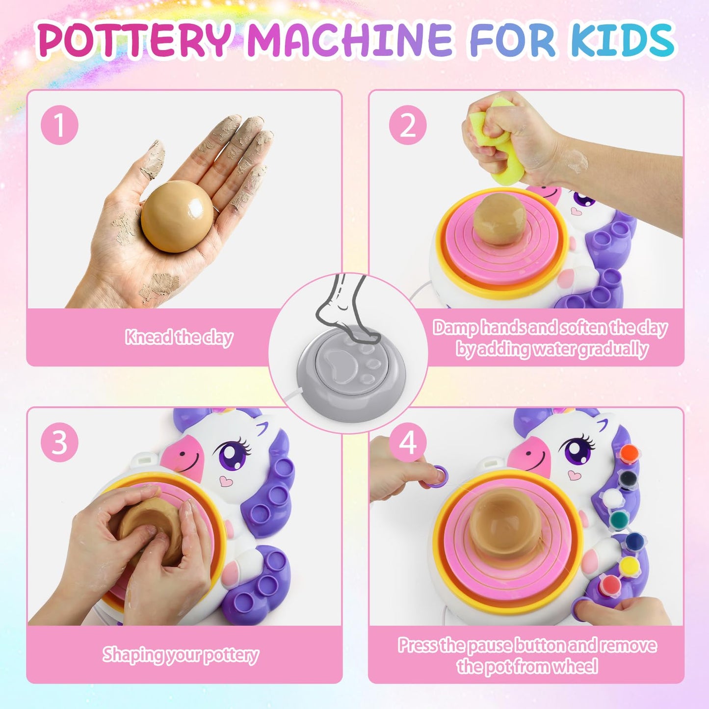 Aujazyble Pottery Wheel for Kids – Complete Craft Kit (Ages 6-12)