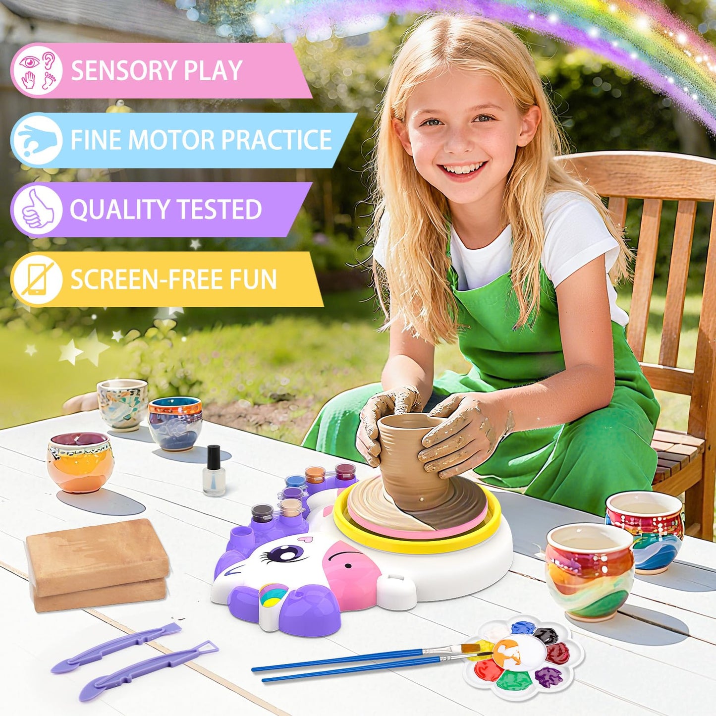 Aujazyble Pottery Wheel for Kids – Complete Craft Kit (Ages 6-12)