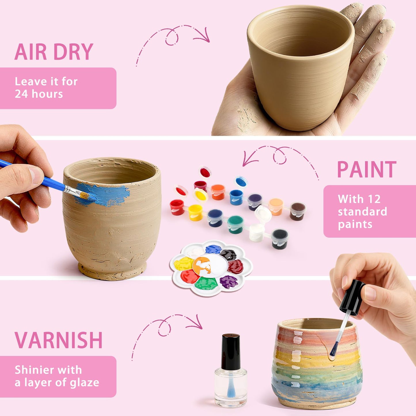 Aujazyble Pottery Wheel for Kids – Complete Craft Kit (Ages 6-12)