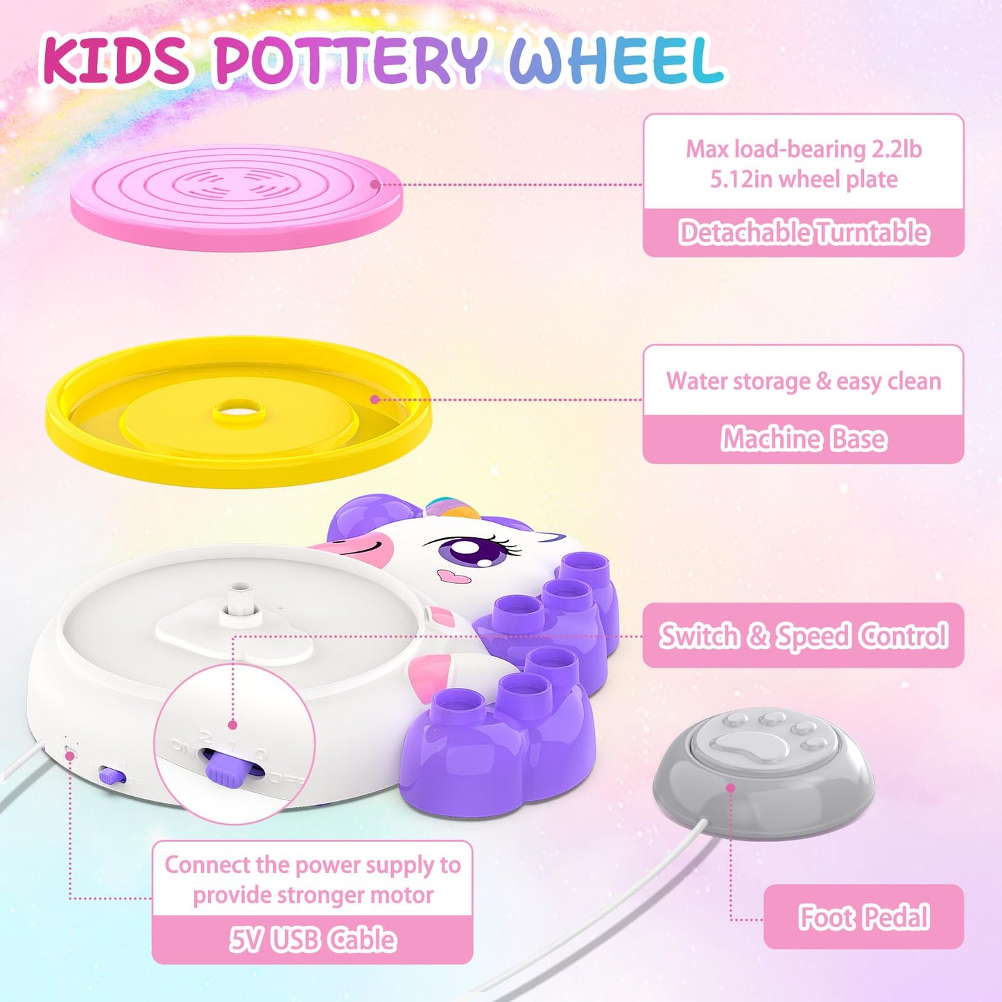 Aujazyble Pottery Wheel for Kids – Complete Craft Kit (Ages 6-12)