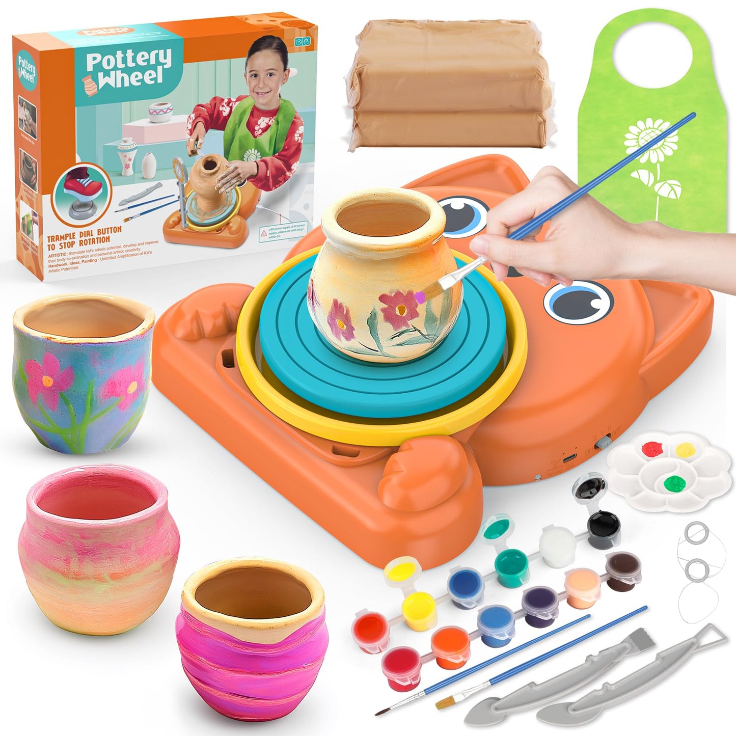 Aujazyble Pottery Wheel for Kids – Complete Painting Kit for Ages 6-12 (Dog Theme)