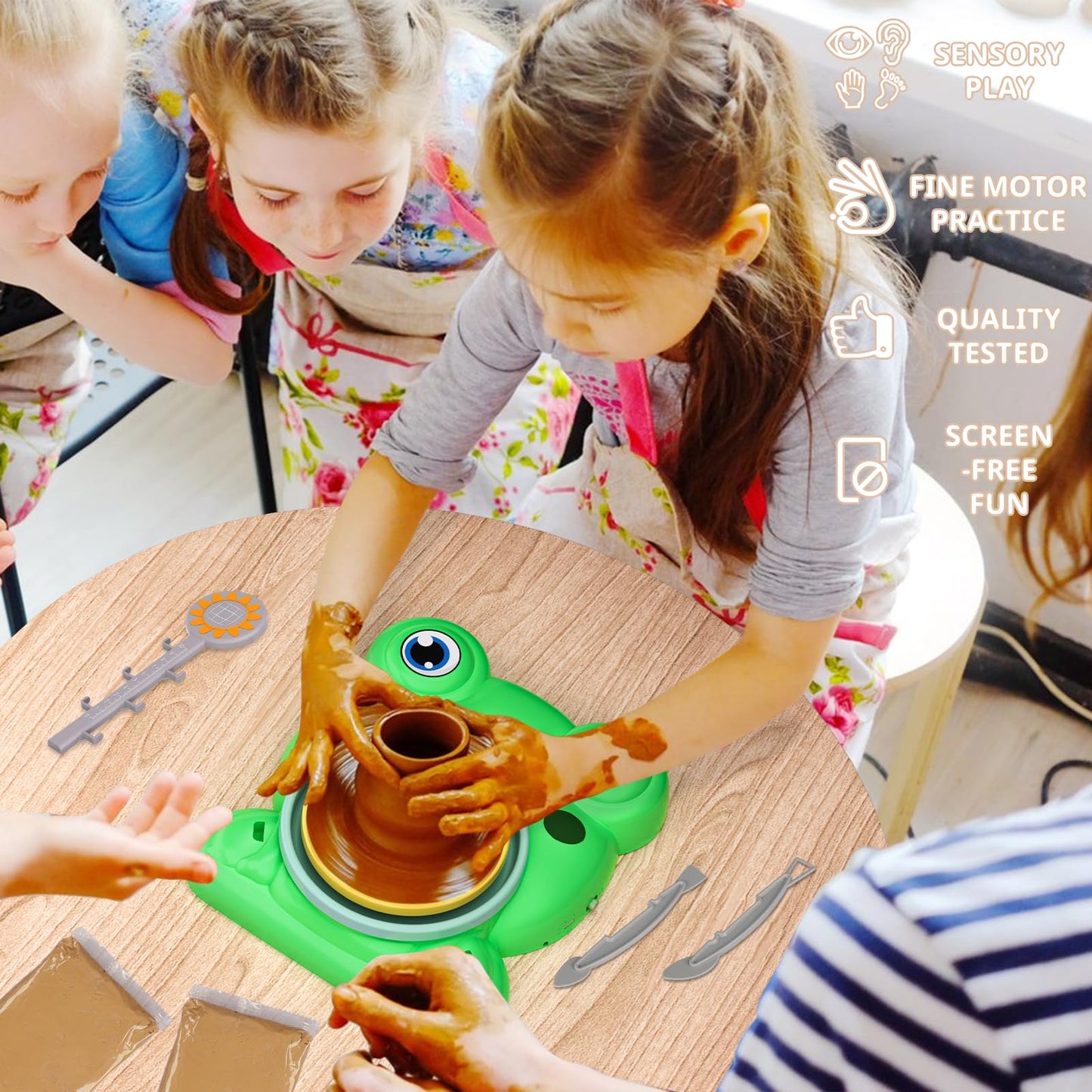 Aujazyble Pottery Wheel Kit for Kids – Complete Clay Art Set for Ages 8-12