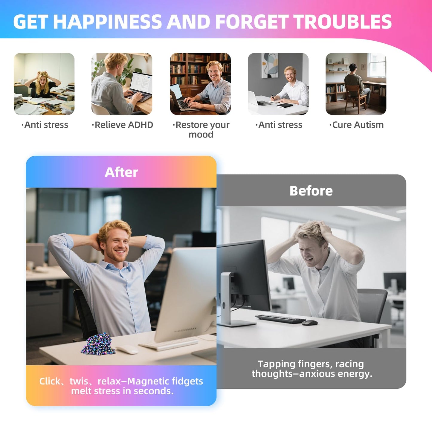 Aukit 1000-Piece Fidget Toys – Stress Relief & Focus Desk Fidgets