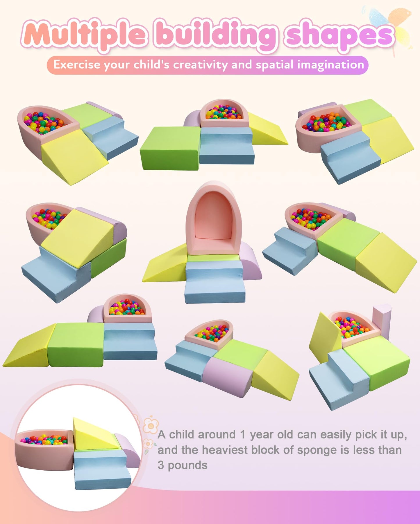 Auksay Baby Climbing Blocks – Colorful Soft Play Set for Crawling 6–12 Months