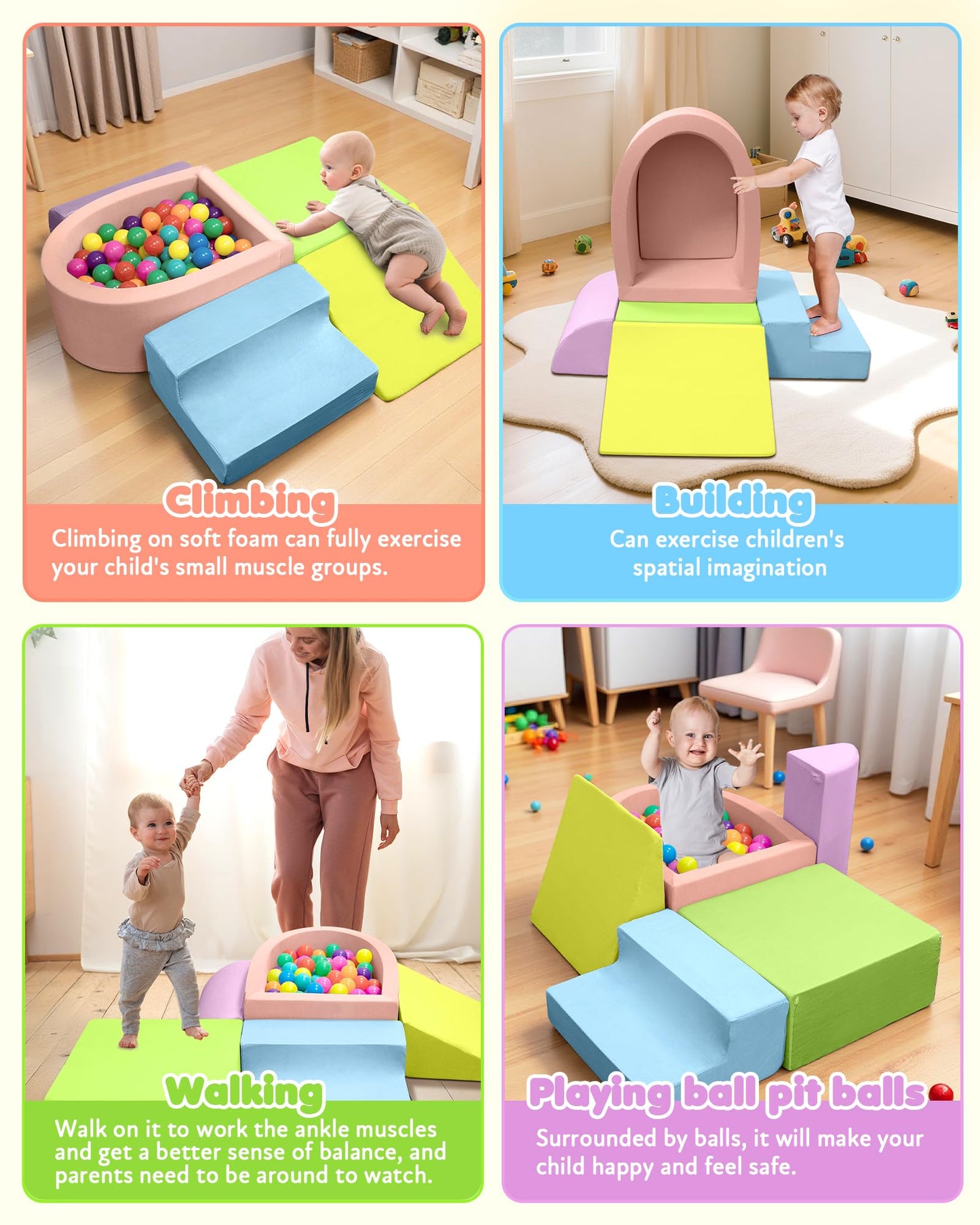 Auksay Baby Climbing Blocks – Colorful Soft Play Set for Crawling 6–12 Months