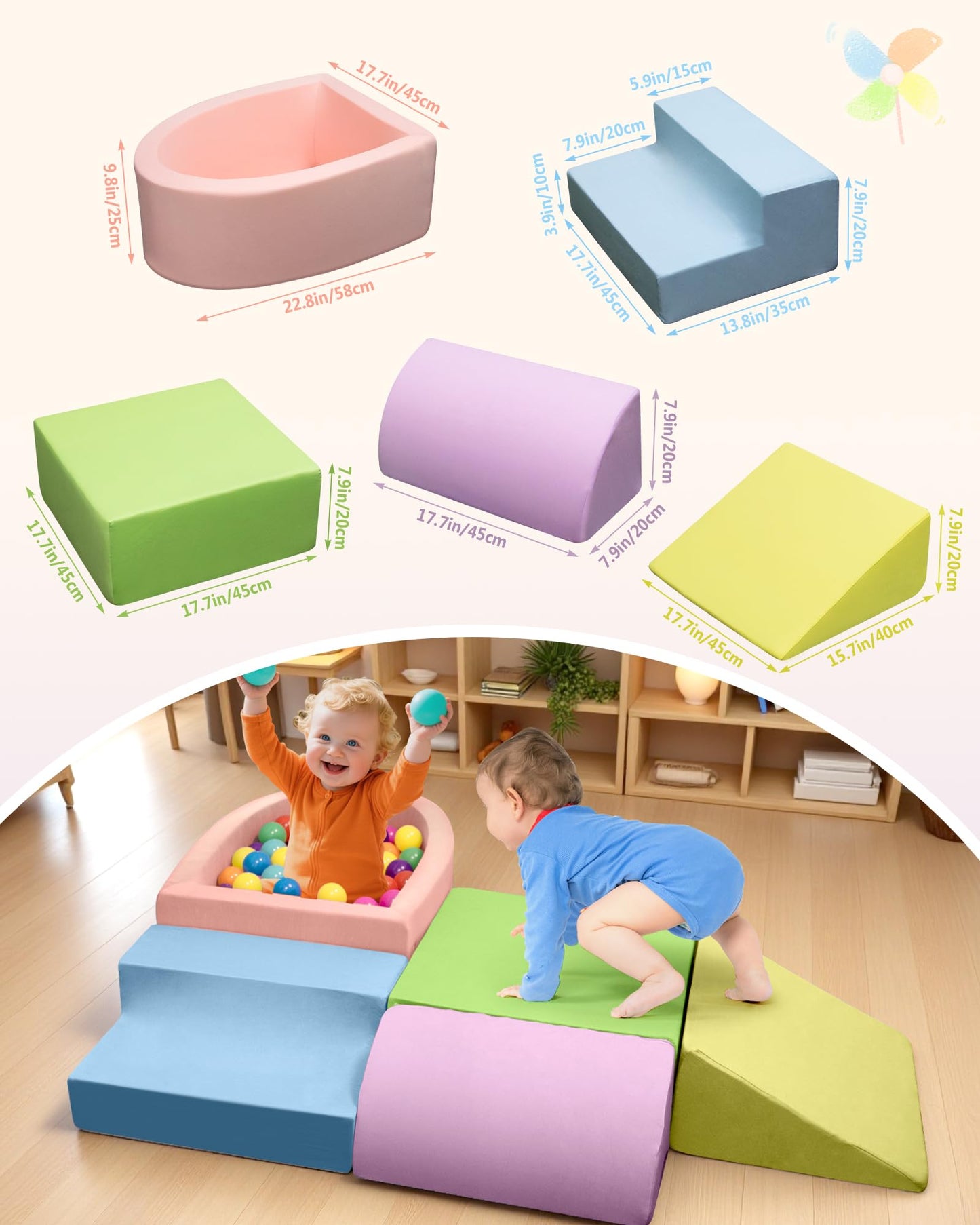 Auksay Baby Climbing Blocks – Colorful Soft Play Set for Crawling 6–12 Months