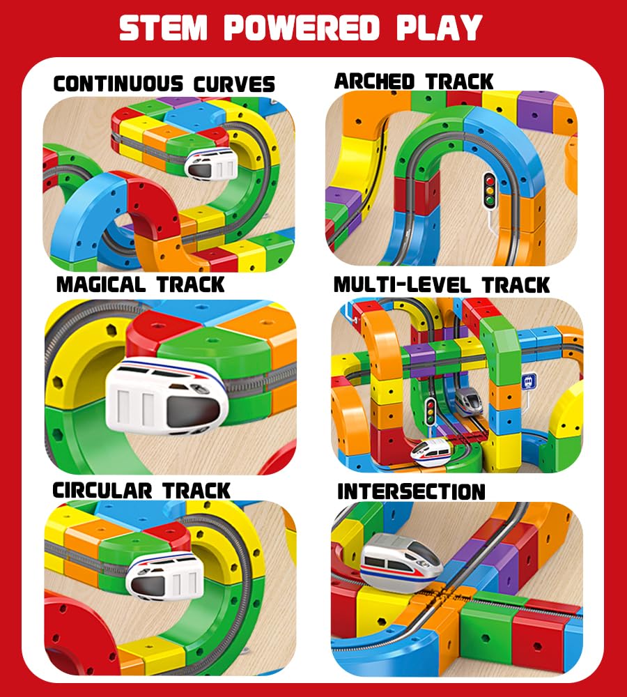 AUKTWE Electric Train Set for Kids 3-8 | 66-Piece Modular 3D Track with 360° Movement