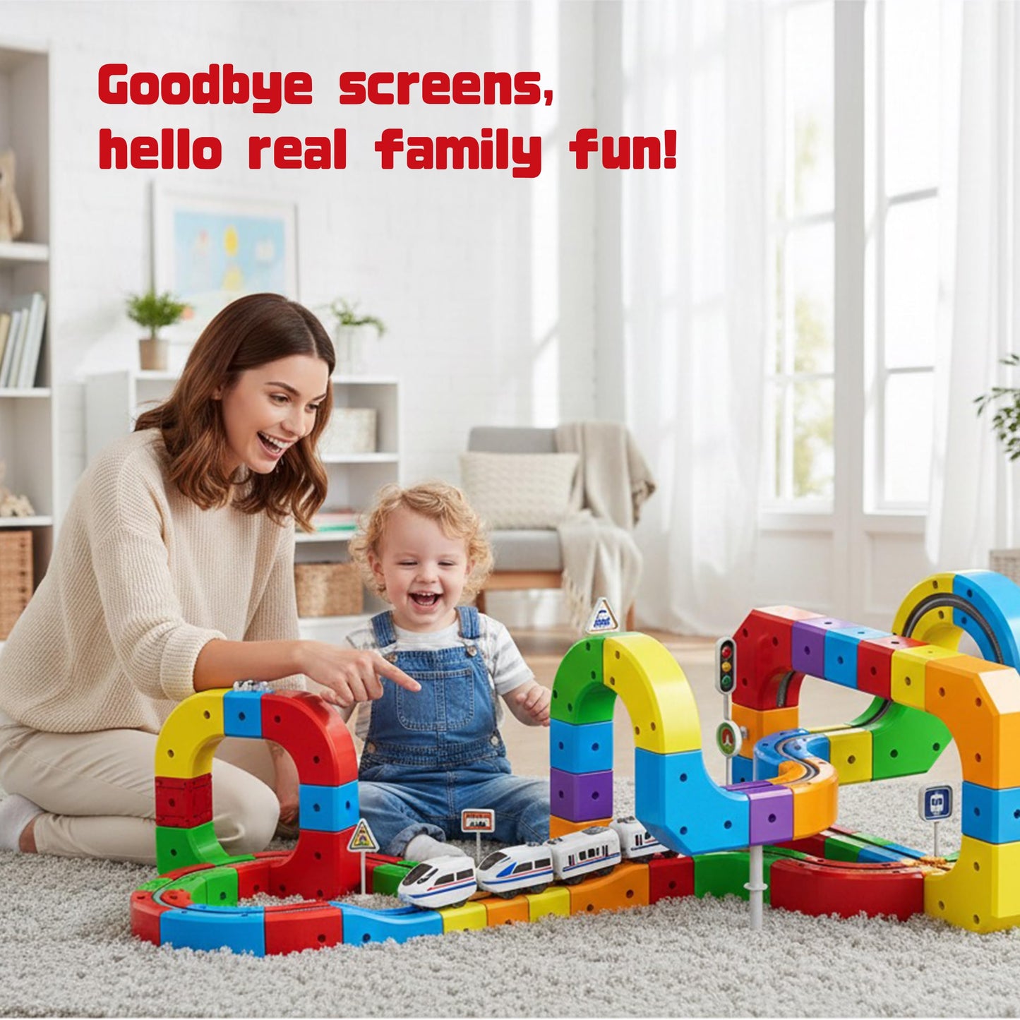 AUKTWE Electric Train Set for Kids 3–8 | 154-Piece Modular 3D Track with 360° Movement