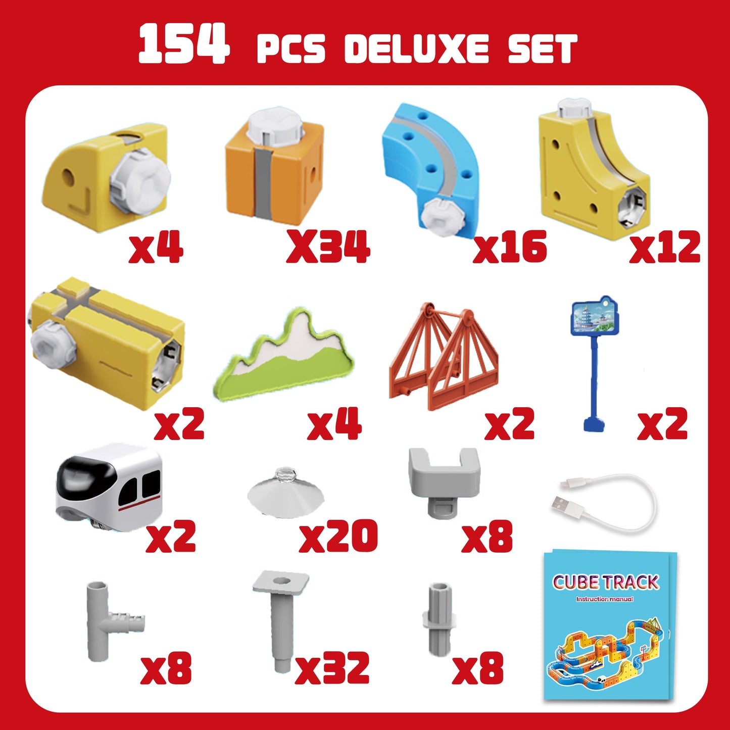 AUKTWE Electric Train Set for Kids 3–8 | 154-Piece Modular 3D Track with 360° Movement