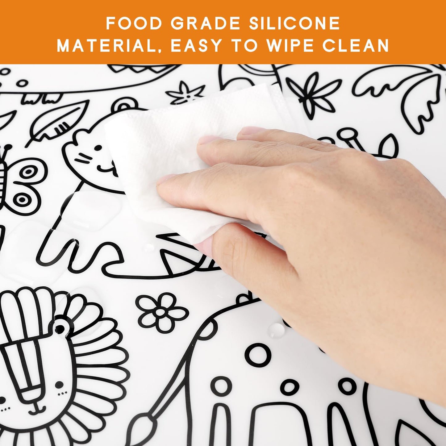 AULEGE Silicone Coloring Placemat 14.6x3 in – Washable Kids Drawing Mat (Wild)