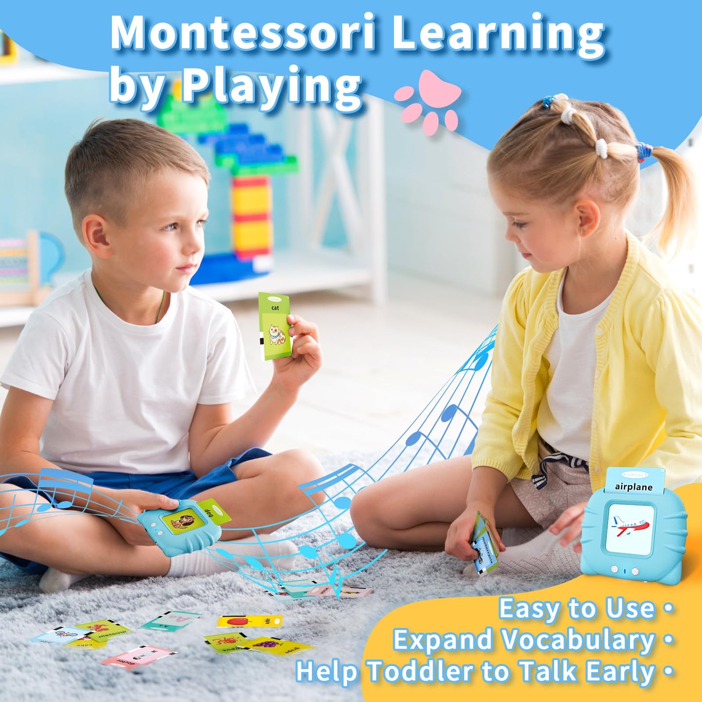 Aullsaty Toddler Talking Flash Cards – 248 Sight Words, Montessori Learning