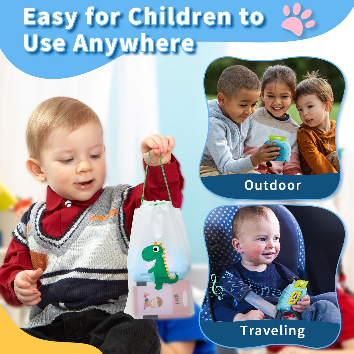 Aullsaty Toddler Talking Flash Cards – 248 Sight Words, Montessori Learning