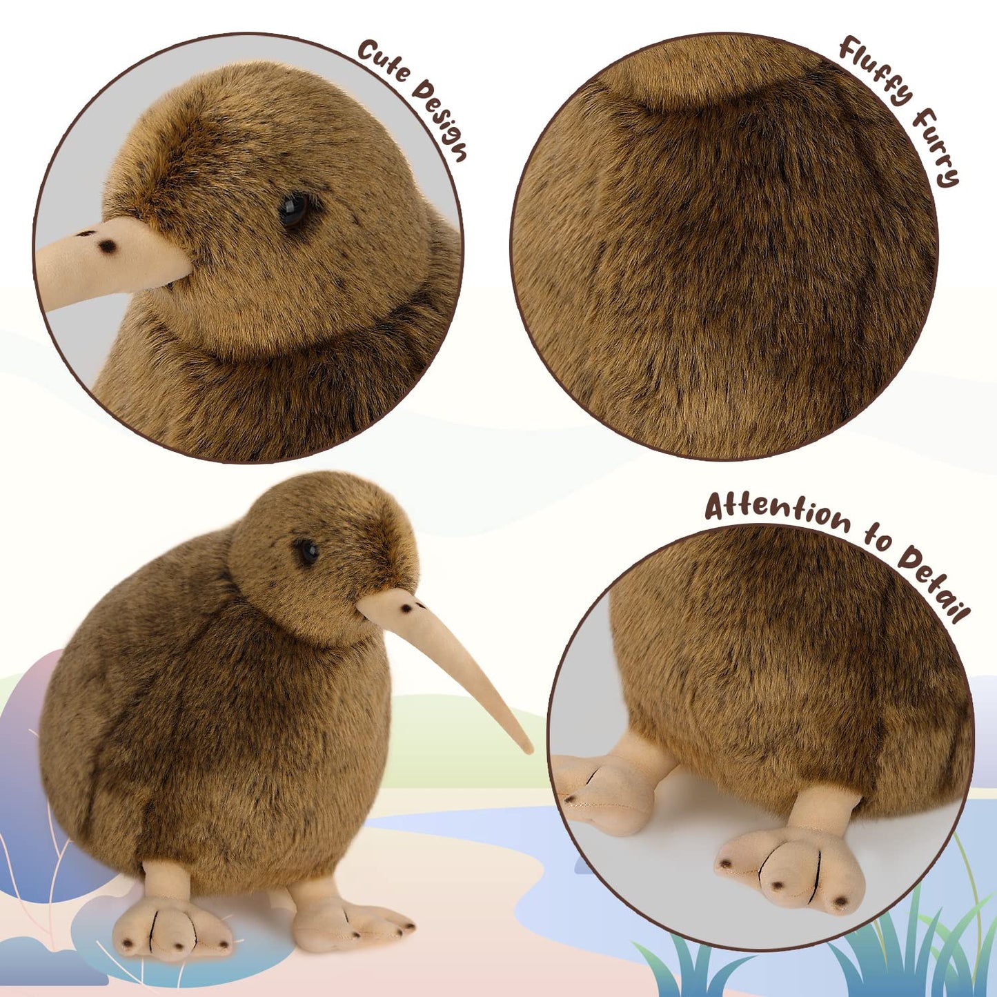 AULUDA Kiwi Bird Plush Toy - Soft 11in Cuddle Plush for All Ages