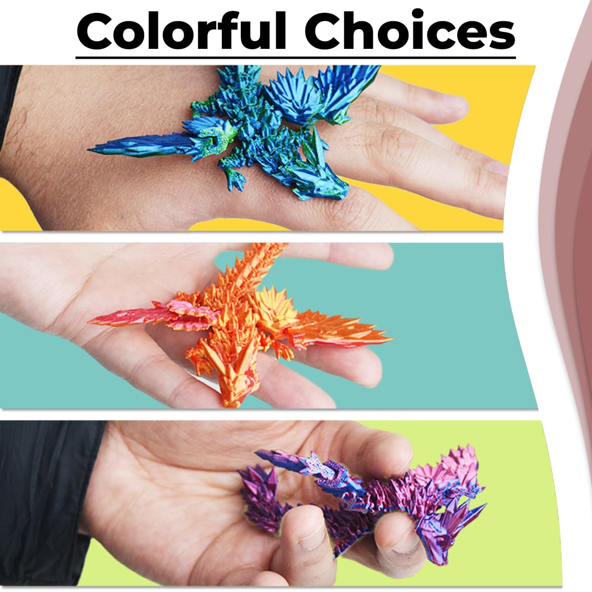 AUMEILLER 4Pcs 3D Printed Dragon Eggs – Mystery Crystal Dragons for Kids