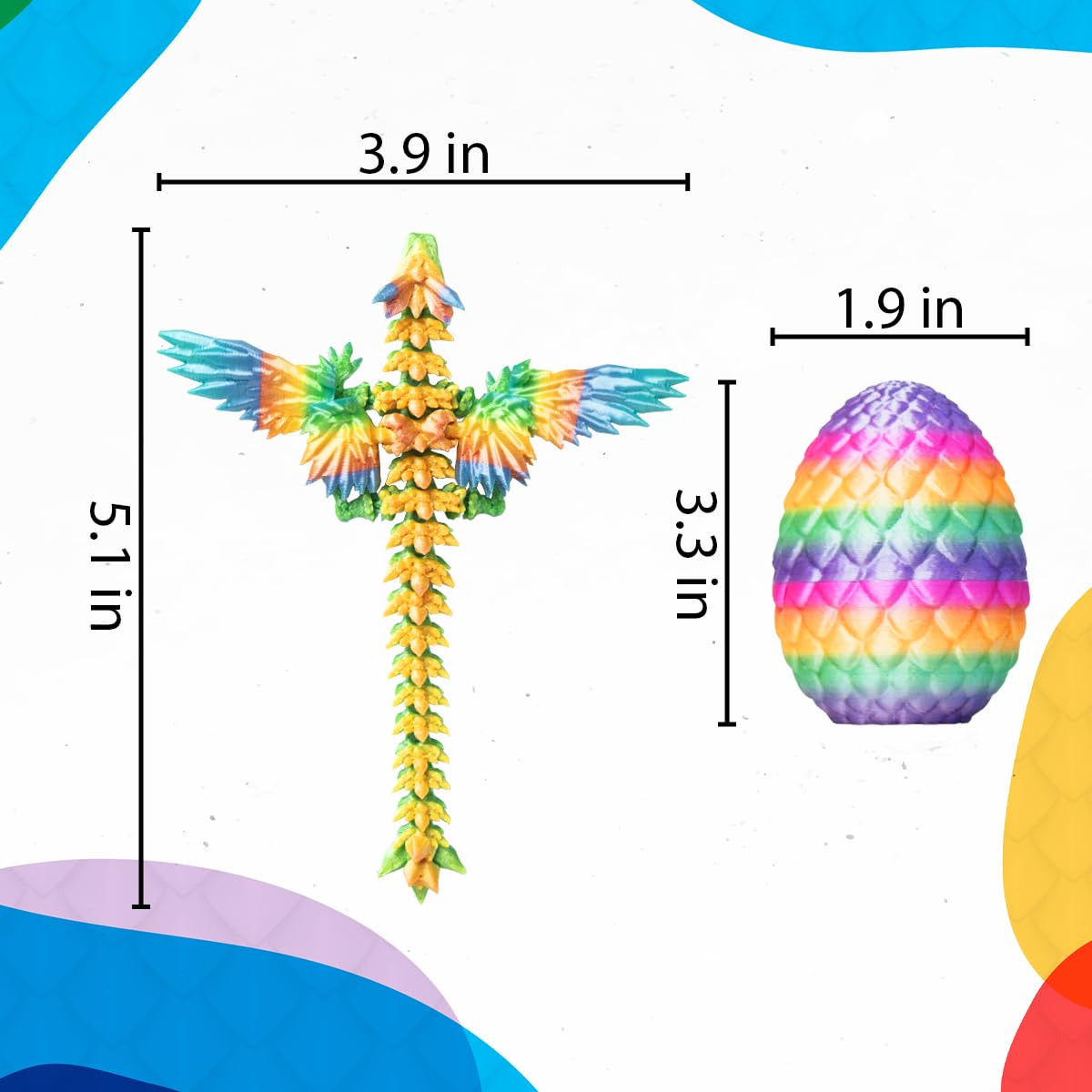 AUMEILLER 4Pcs 3D Printed Dragon Eggs – Mystery Crystal Dragons for Kids