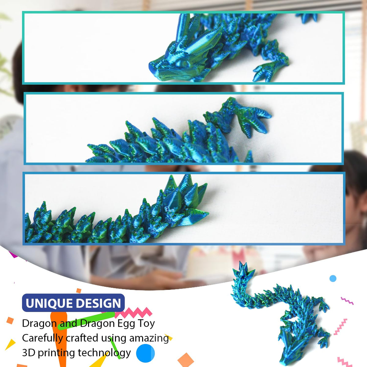 AUMEILLER 4-Pack 3D Dragon Egg Fidget Toy – Unique Inside Dragon, Stocking Stuffers for Kids