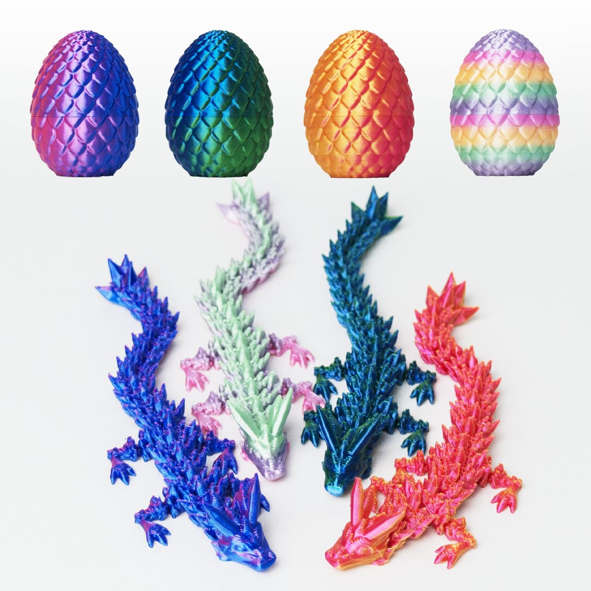 AUMEILLER 4-Pack 3D Dragon Egg Fidget Toy – Unique Inside Dragon, Stocking Stuffers for Kids
