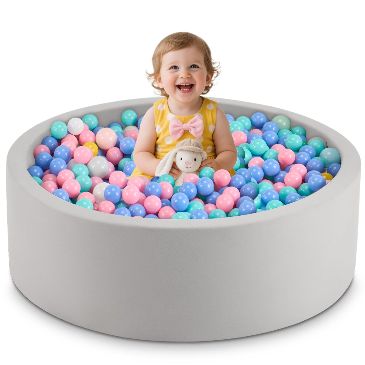 Aunekiv 35.4 x 11.8 Foam Ball Pit for Toddlers - Safe Spacious Indoor Play