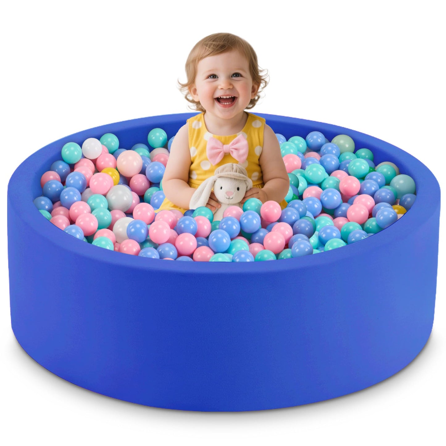 Aunekiv Foam Ball Pit for Toddlers — 35.4 x 11.8 in, Blue (Balls Not Included)