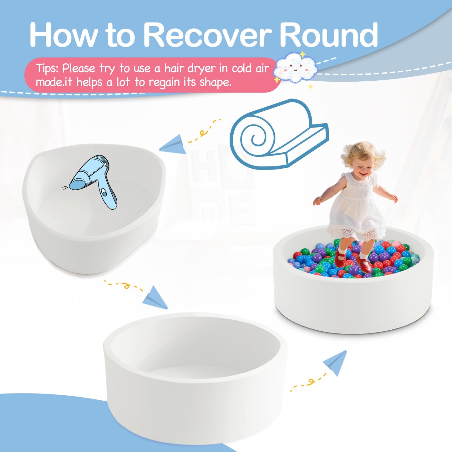 Aunekiv 47.2 x 15.7-Inch Foam Ball Pit for Toddlers – Spacious Indoor Play