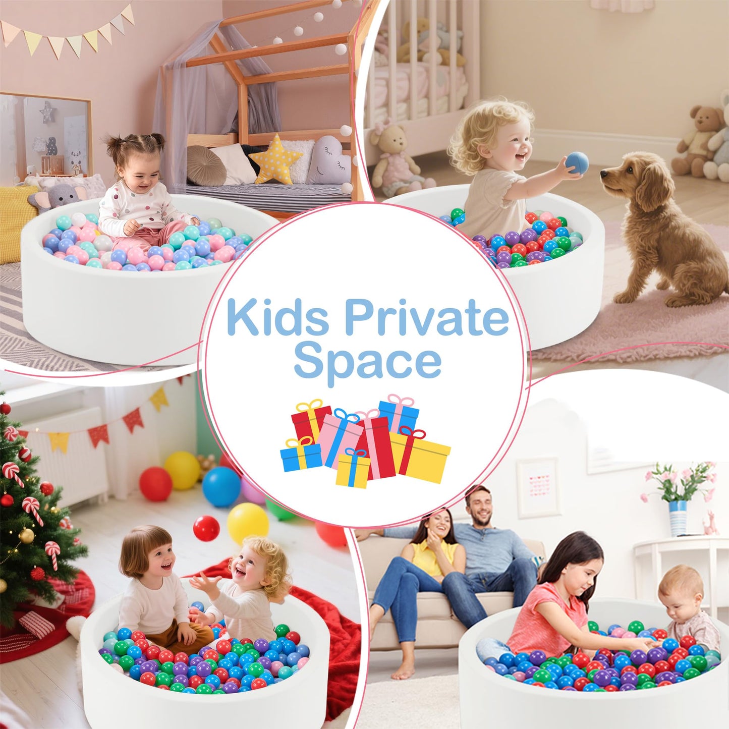 Aunekiv 47.2 x 15.7-Inch Foam Ball Pit for Toddlers – Spacious Indoor Play