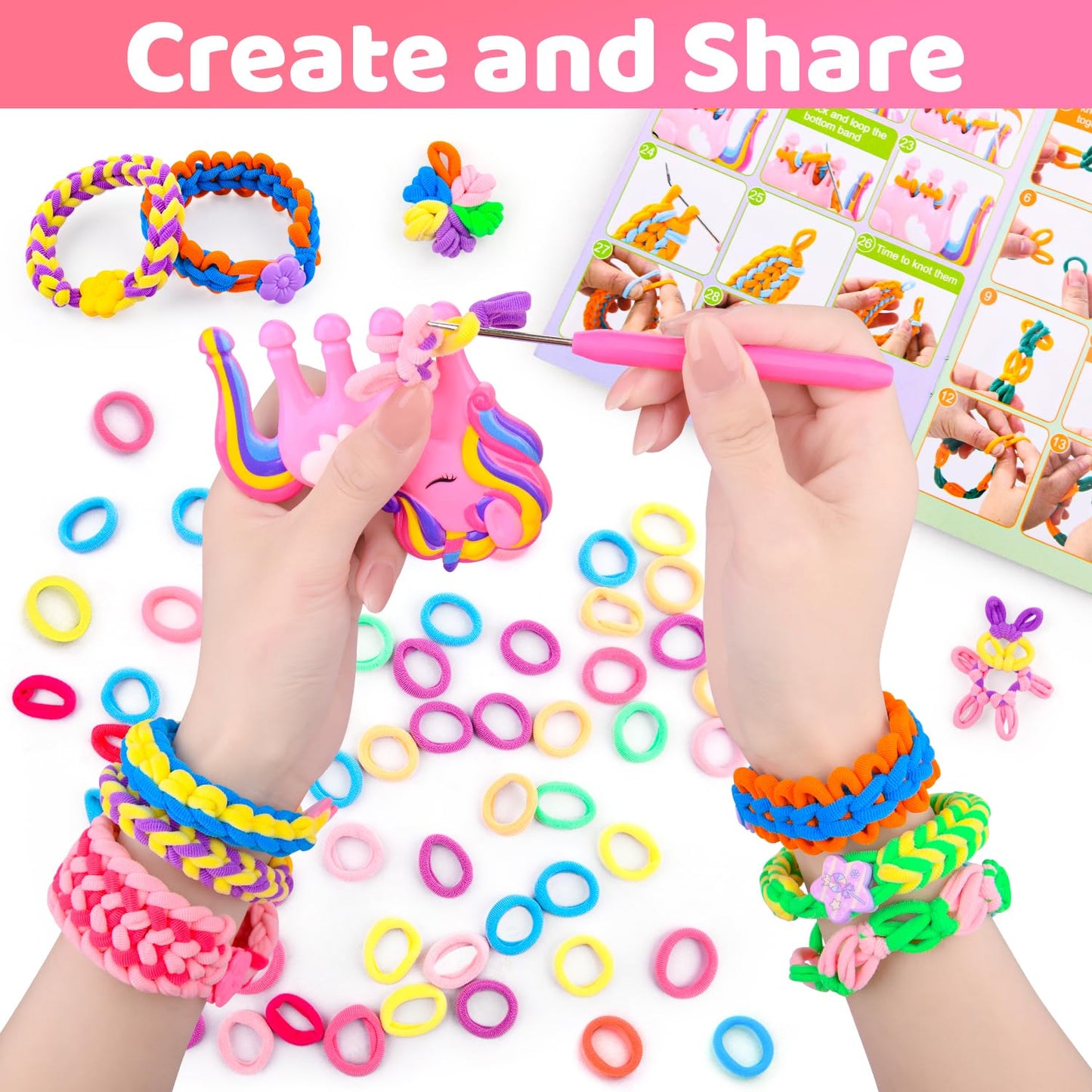 Auney Bracelet Making Kit for Girls – 1000+ Loops Loom Craft Set (Ages 6-12)
