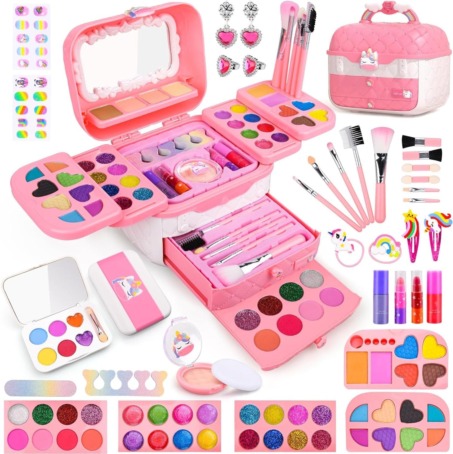 Auney 80 PCS Kids Makeup Kit — Unicorn Dress-Up for Girls 3-8