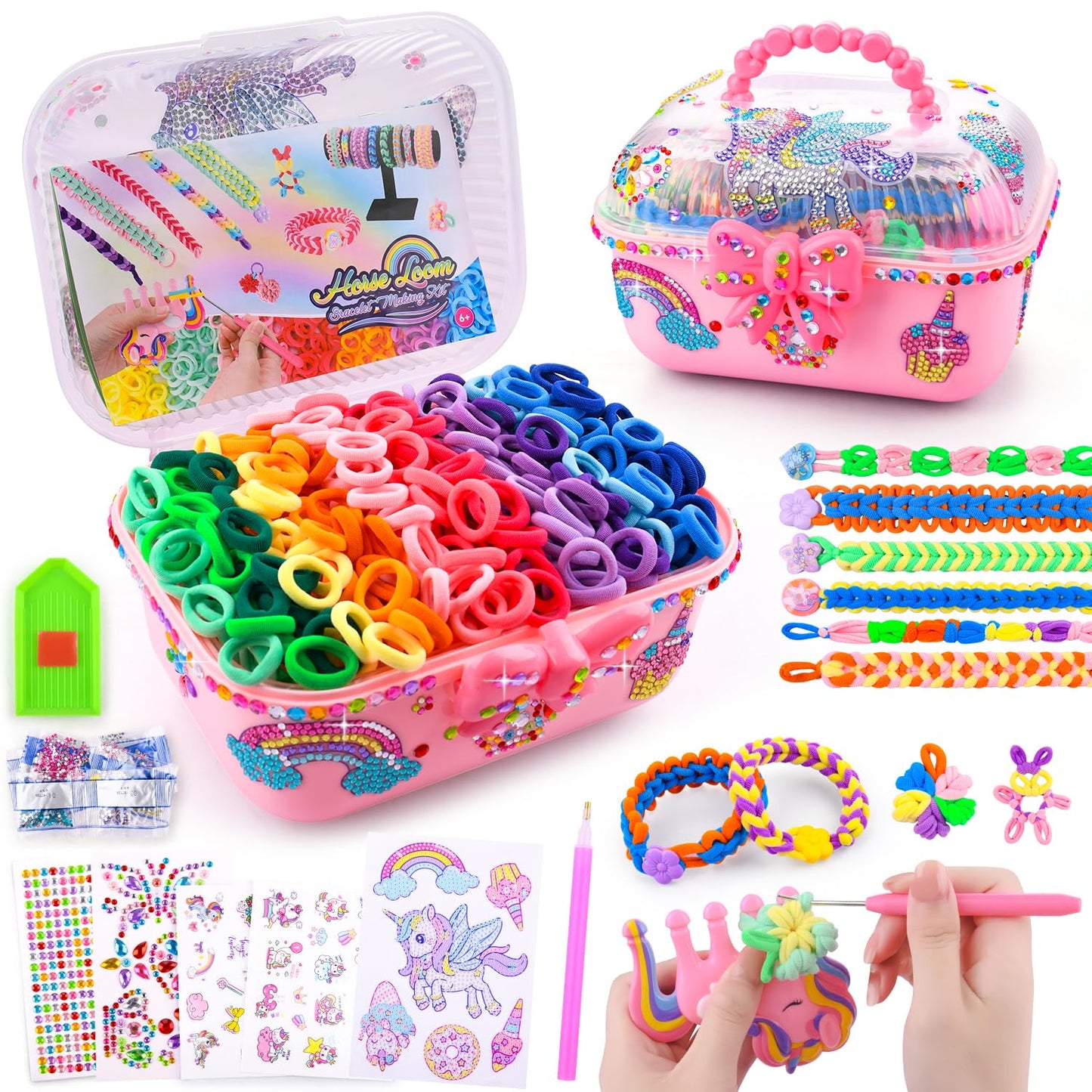 Auney Bracelet Making Kit for Girls – 1000+ Loops Loom Craft Set (Ages 6-12)