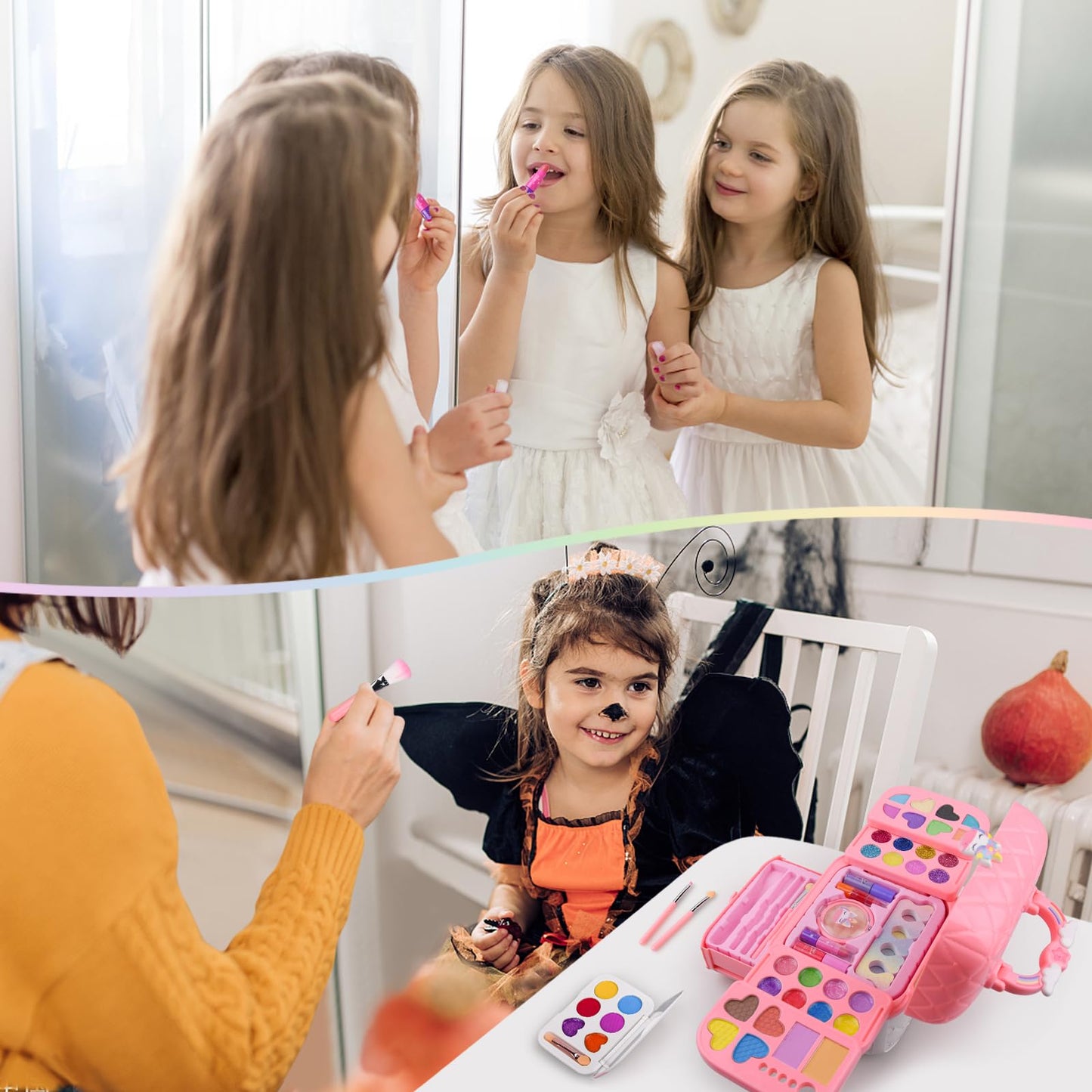 Auney 80 PCS Kids Makeup Kit — Unicorn Dress-Up for Girls 3-8