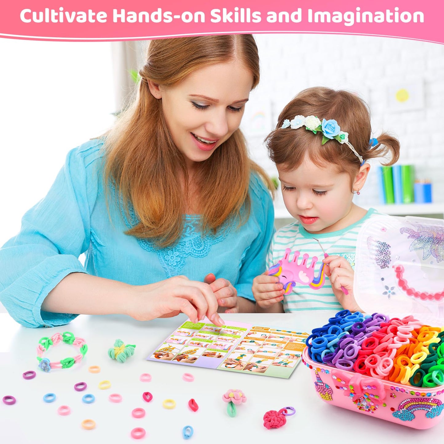 Auney Bracelet Making Kit for Girls – 1000+ Loops Loom Craft Set (Ages 6-12)