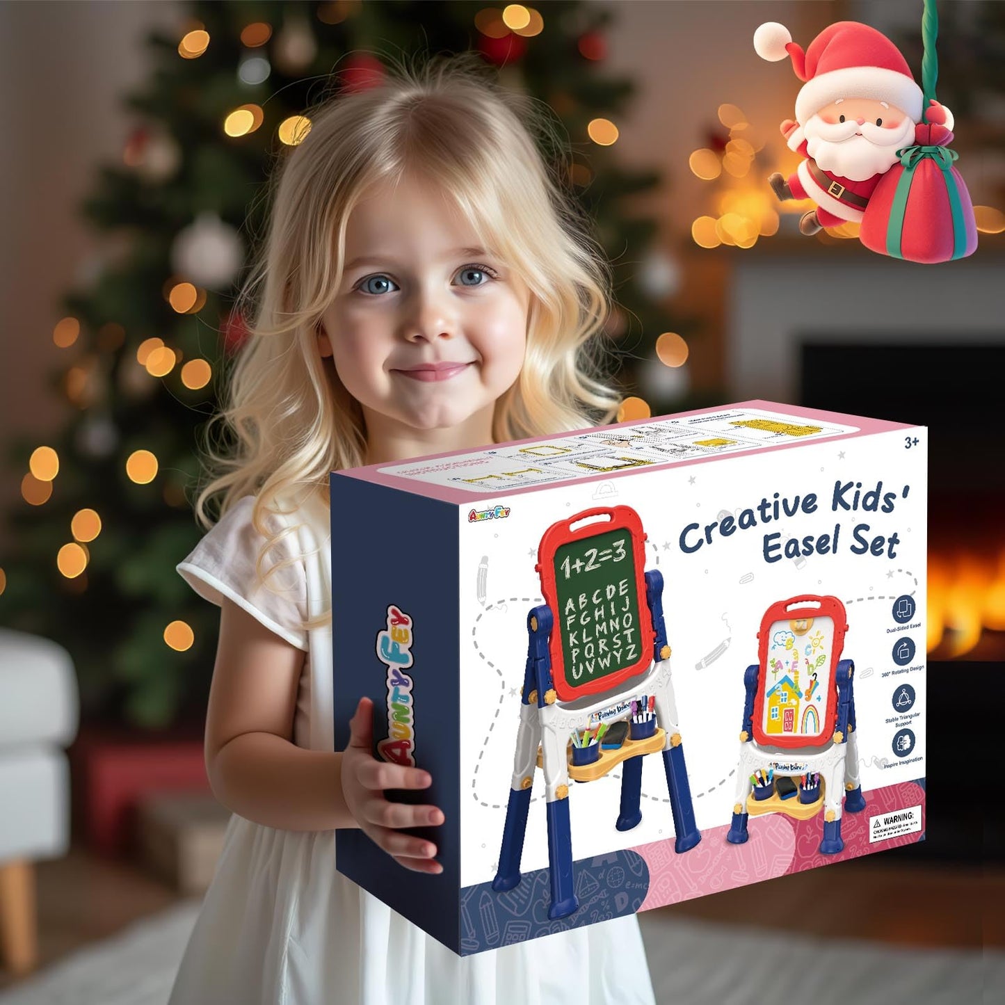 AuntyFey Easel for Kids — Double-Sided Chalkboard & Magnetic Whiteboard (Pink & Purple)