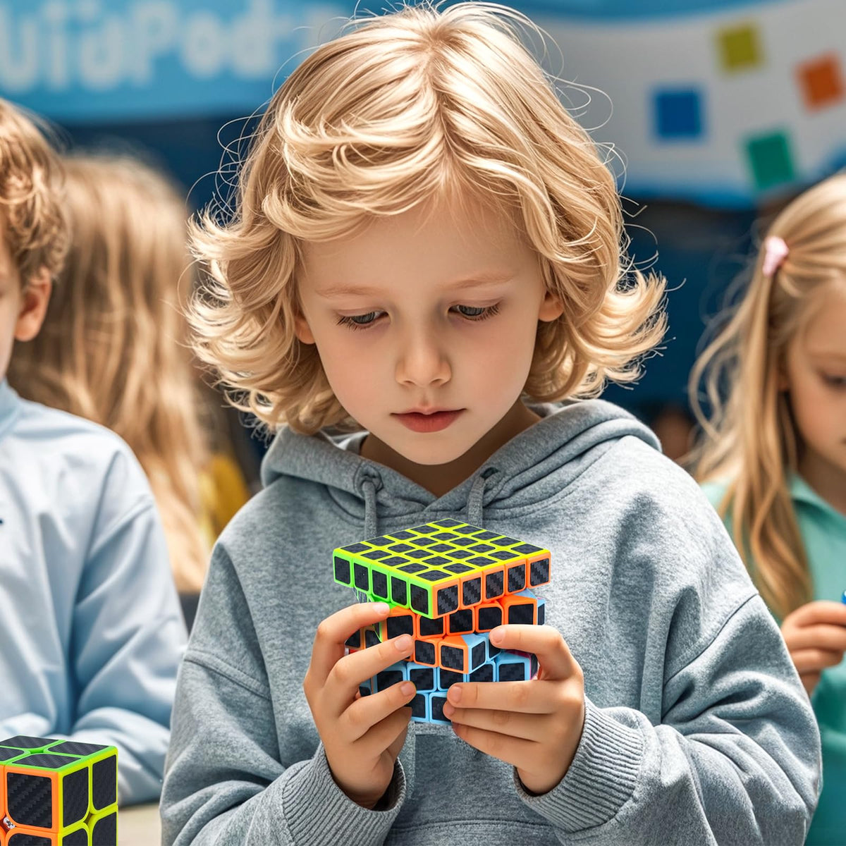 AuntyFey Speed Cube Set 5 Pack — 2x2, 3x3, 4x4, 5x5, Pyraminx Puzzle for All Ages