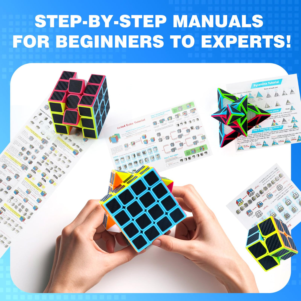 AuntyFey Speed Cube Set 5 Pack — 2x2, 3x3, 4x4, 5x5, Pyraminx Puzzle for All Ages