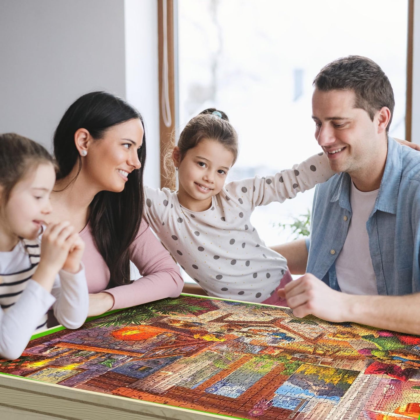 Auoleru Large Puzzle Table – 36×26 Puzzle Board with Folding Legs, Height & Tilt Adjustments