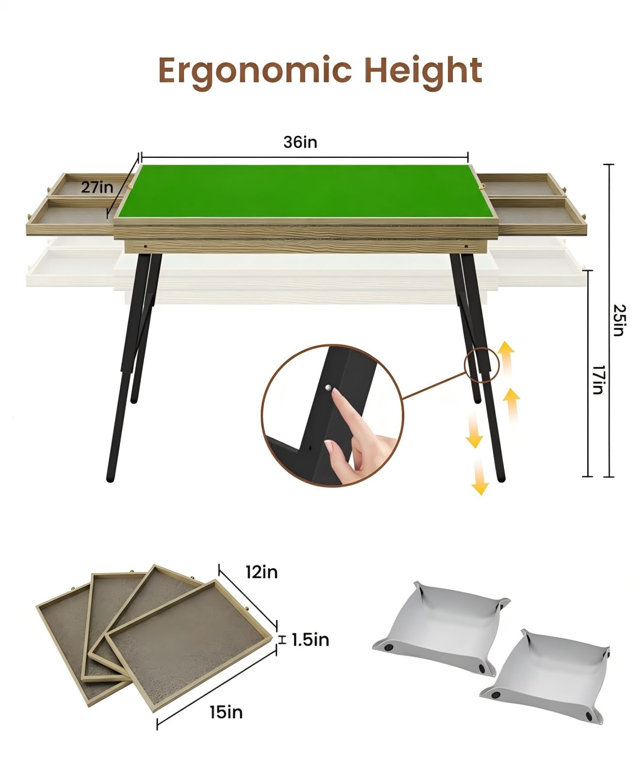 Auoleru Large Puzzle Table – 36×26 Puzzle Board with Folding Legs, Height & Tilt Adjustments