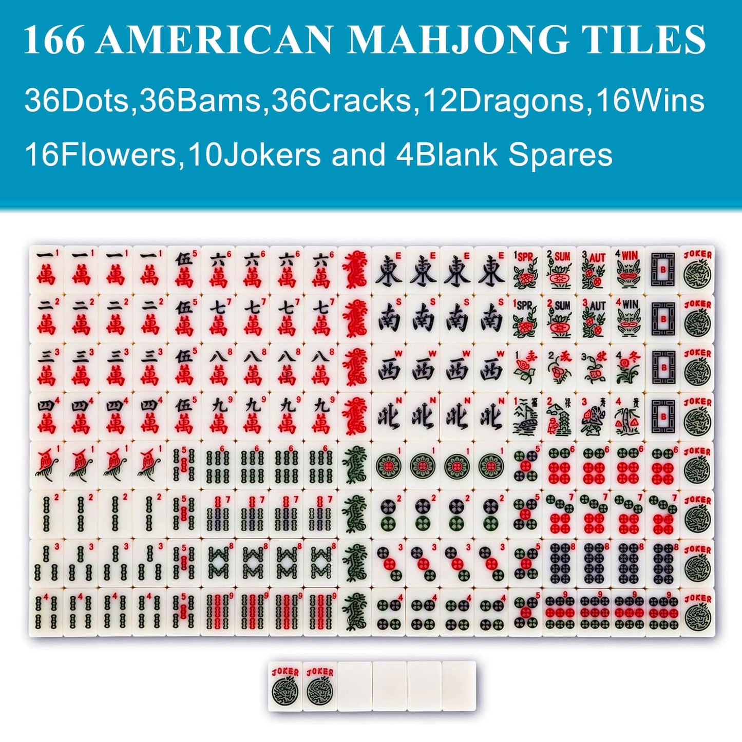 AurAlchemy Travel American Mahjong Tile Set – 166 Tiles, 0.8-inch Mini Size, Floral Bag, 4 Racks & 3 Dice