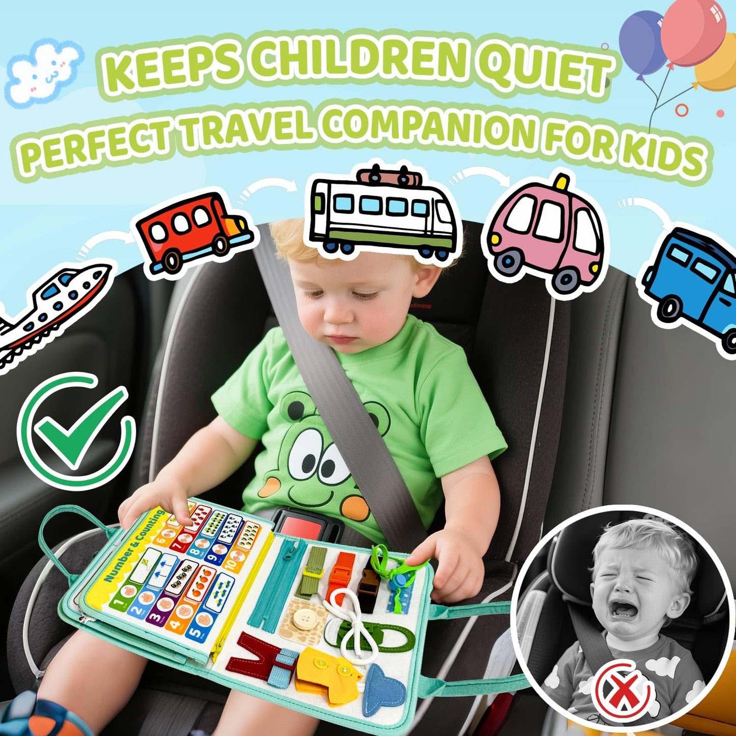Aurasys Busy Book for Toddlers – Farm Montessori Travel Busy Board Gift