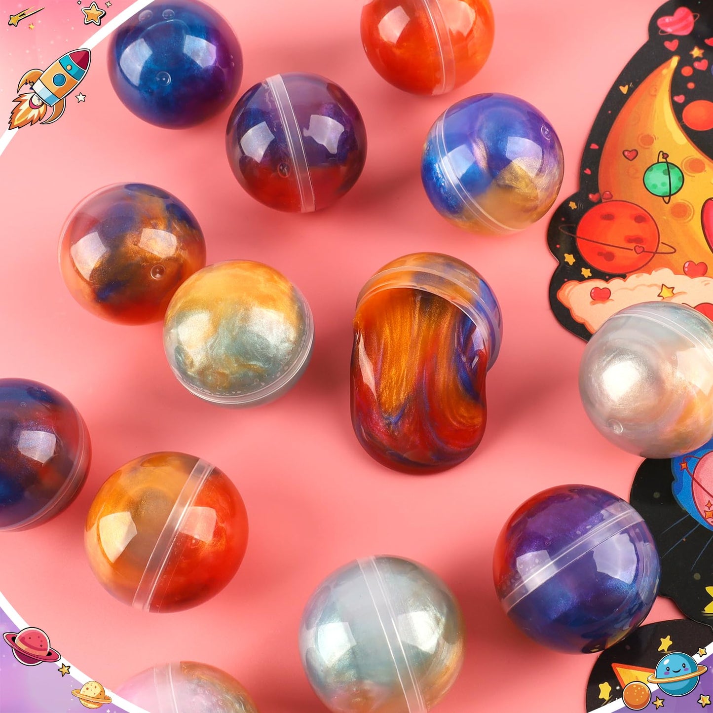Aurdox 28-Pack Galaxy Slime Valentines Day Gifts for Kids Classroom with Cards – Non-Candy